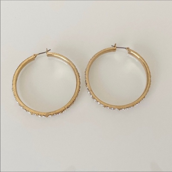 Gold Crystal embellished Hoop earrings - Picture 3 of 3
